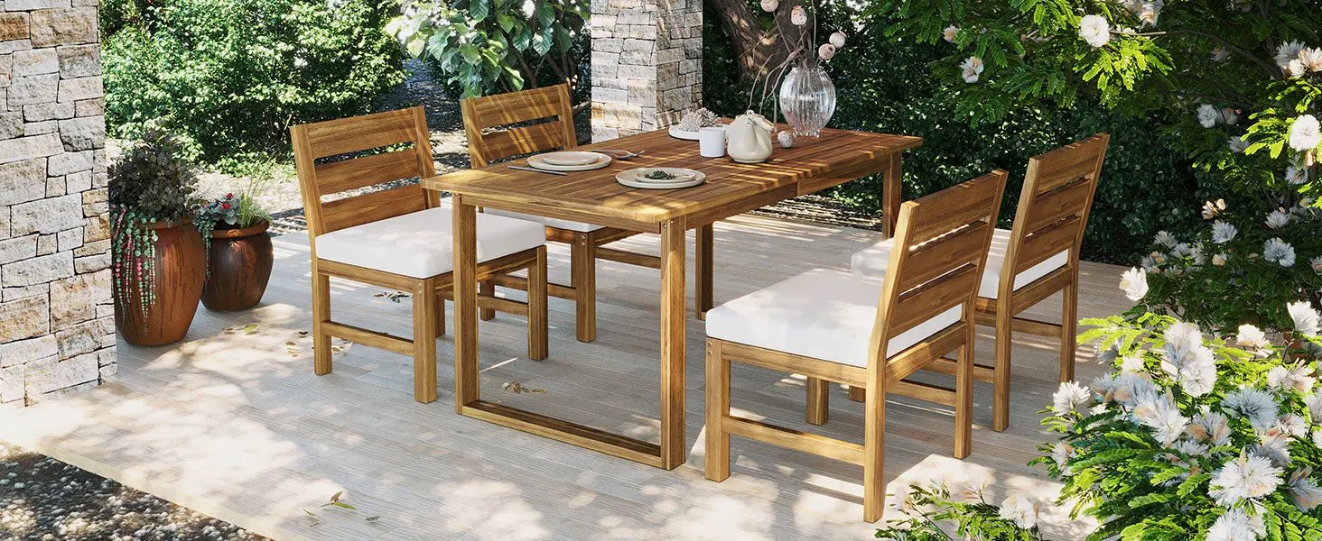 U_STYLE Farmhouse 5-Piece Outdoor Patio Dining Set by HouseOfZazla