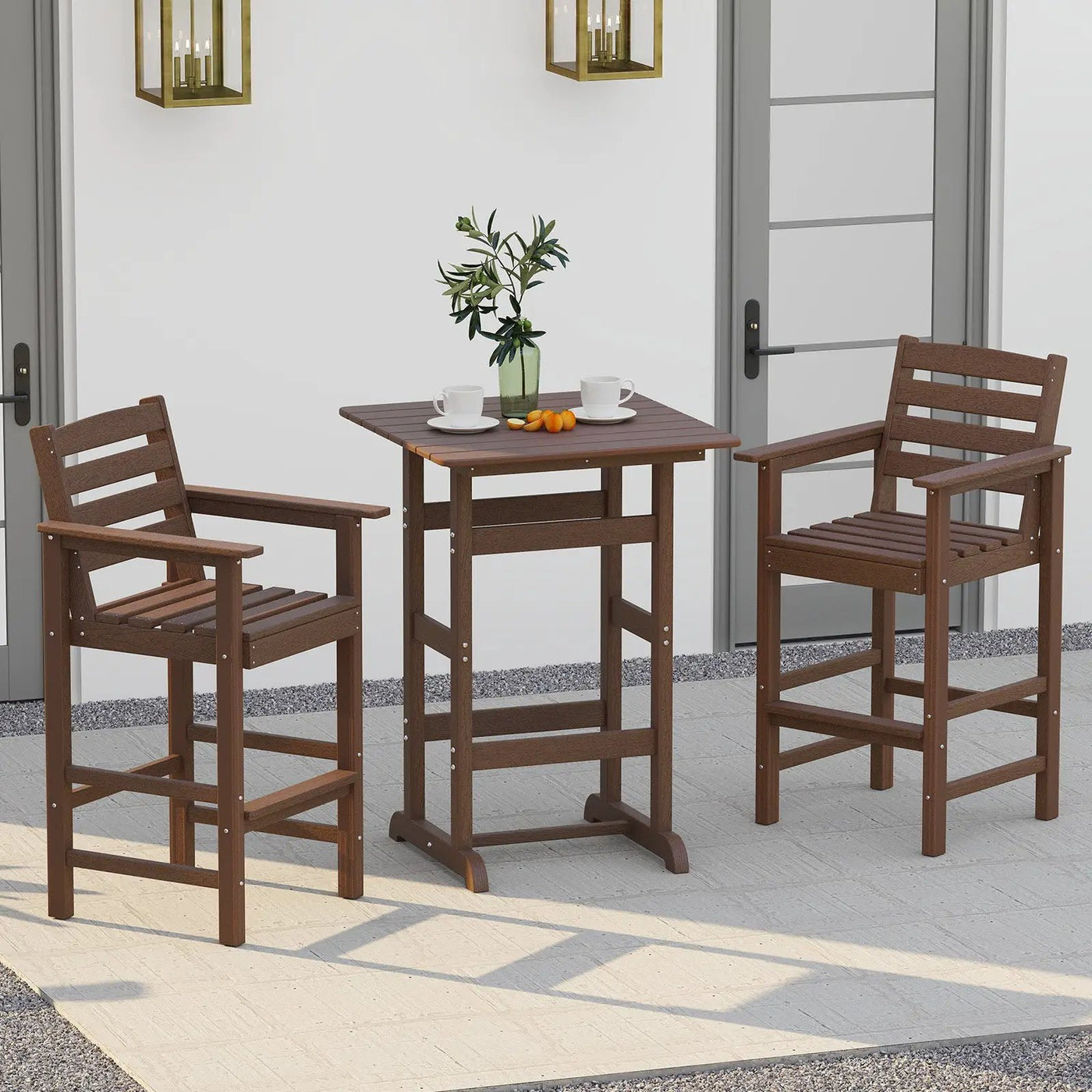 30 Inch Square Bar Table Dining Table with Slatted Tabletop for Poolside by DirectDeals