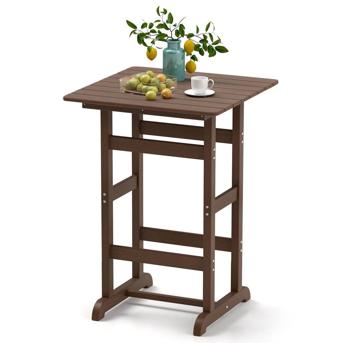 30 Inch Square Bar Table Dining Table with Slatted Tabletop for Poolside by DirectDeals