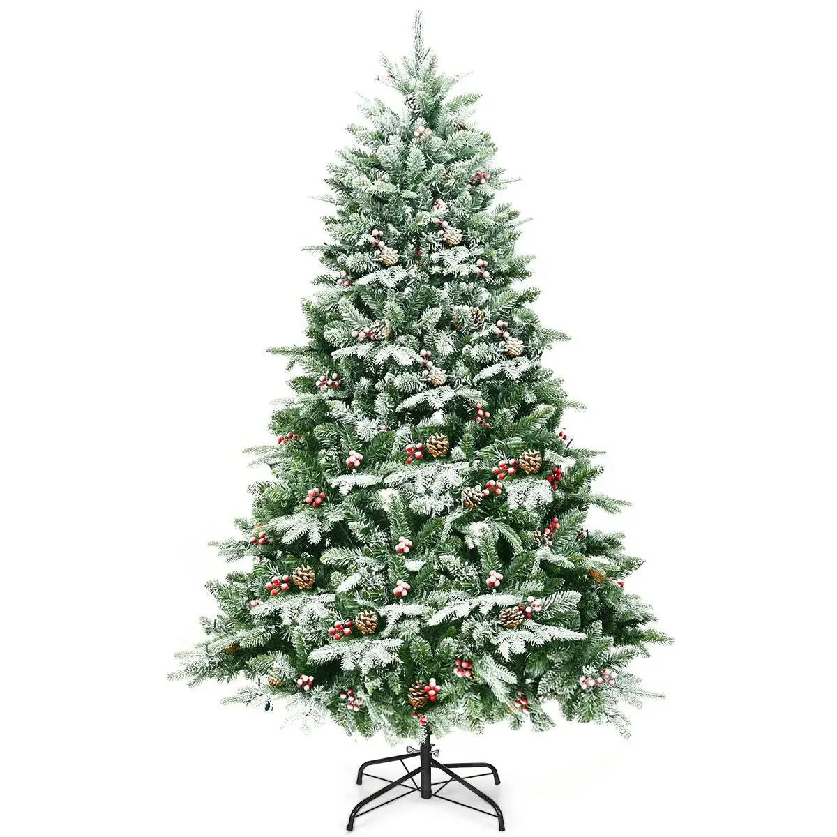 6.5 Feet Pre-lit Snow Flocked Hinged Artificial Christmas Tree by DirectDeals