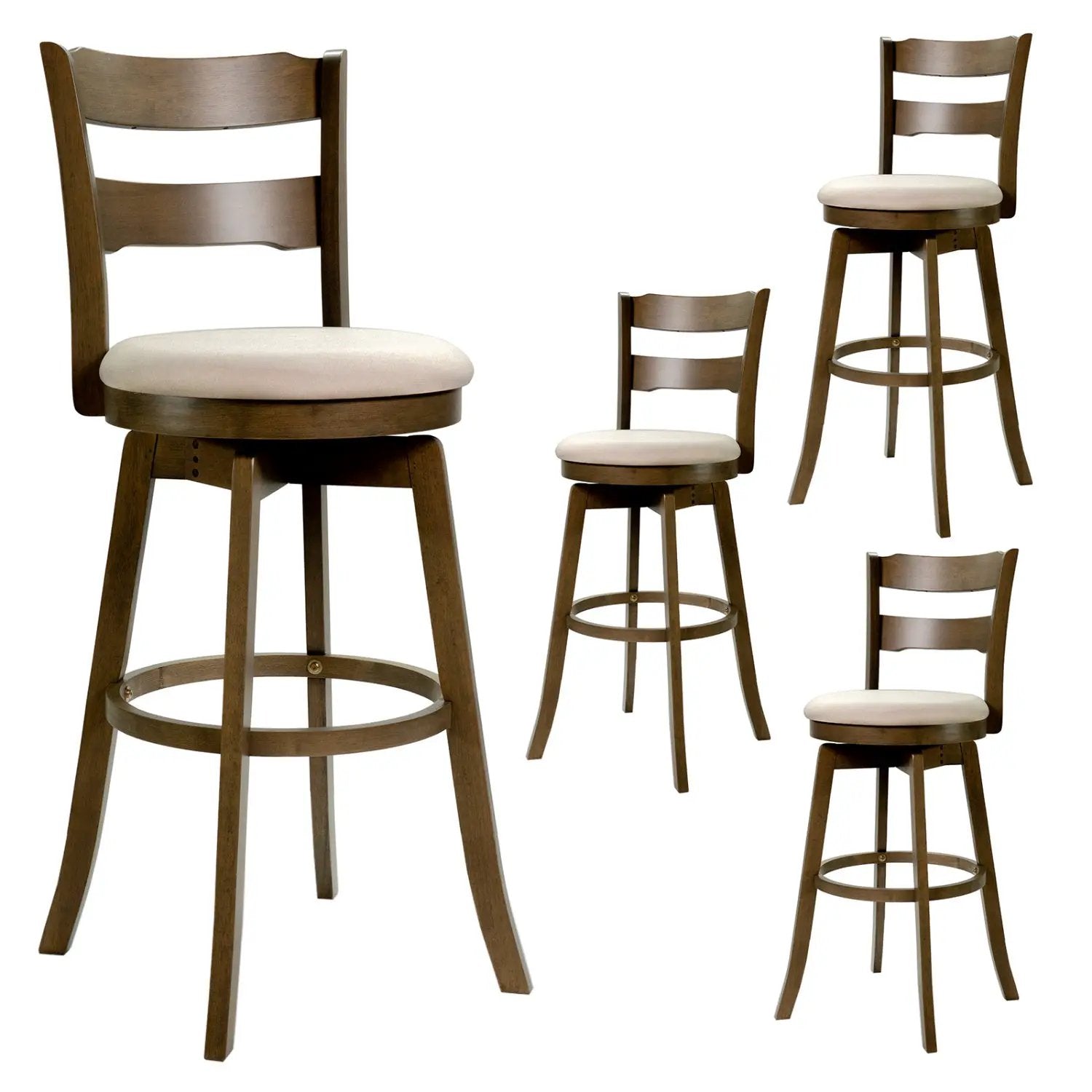 30.5 Inch Swivel Barstools with Backrest & Upholstered Seat by DirectDeals