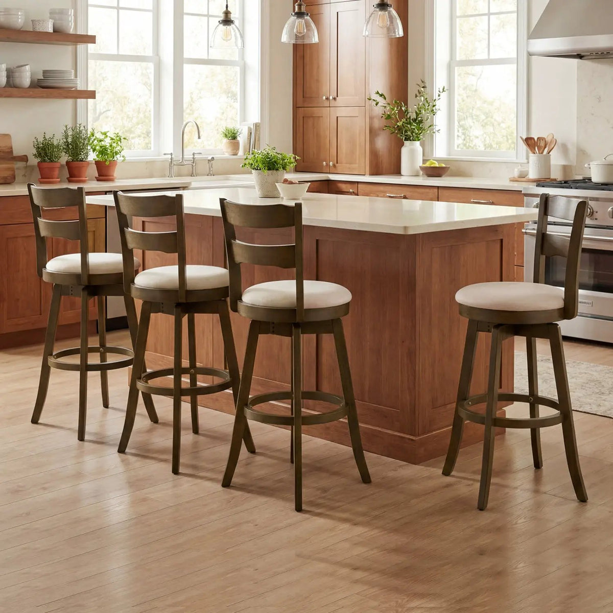 30.5 Inch Swivel Barstools with Backrest & Upholstered Seat by DirectDeals
