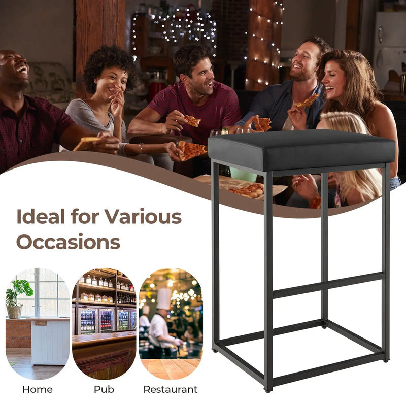 30 Inch Barstools Set of 2 with PU Leather Cover by DirectDeals