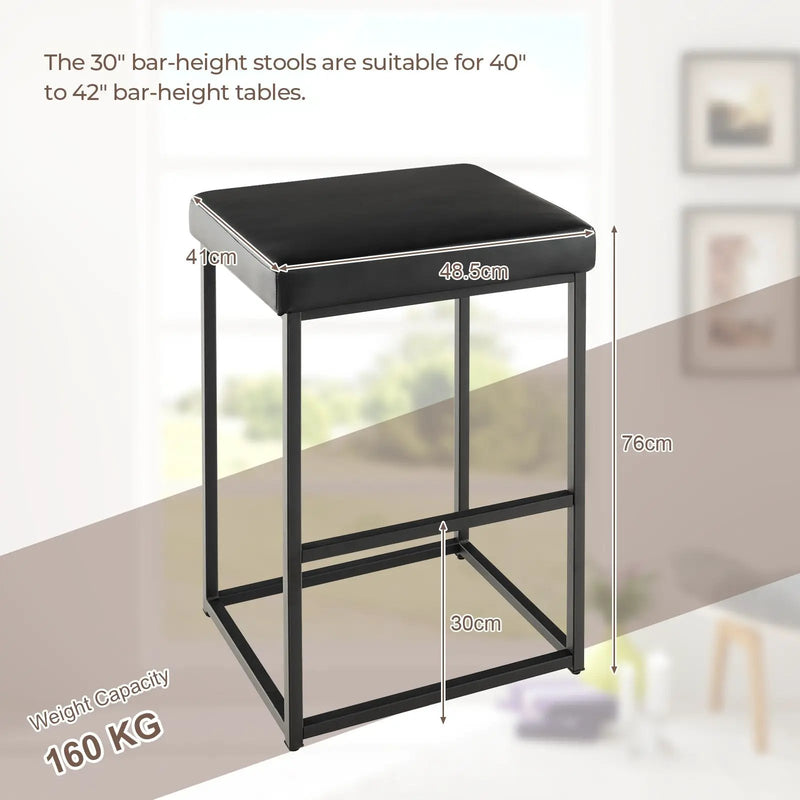 30 Inch Barstools Set of 2 with PU Leather Cover by DirectDeals