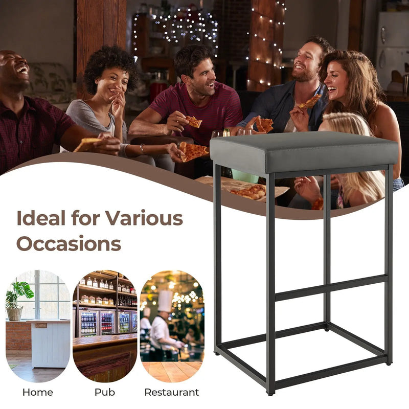30 Inch Barstools Set of 2 with PU Leather Cover by DirectDeals