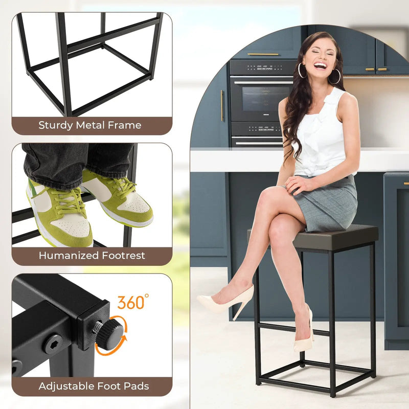 30 Inch Barstools Set of 2 with PU Leather Cover by DirectDeals
