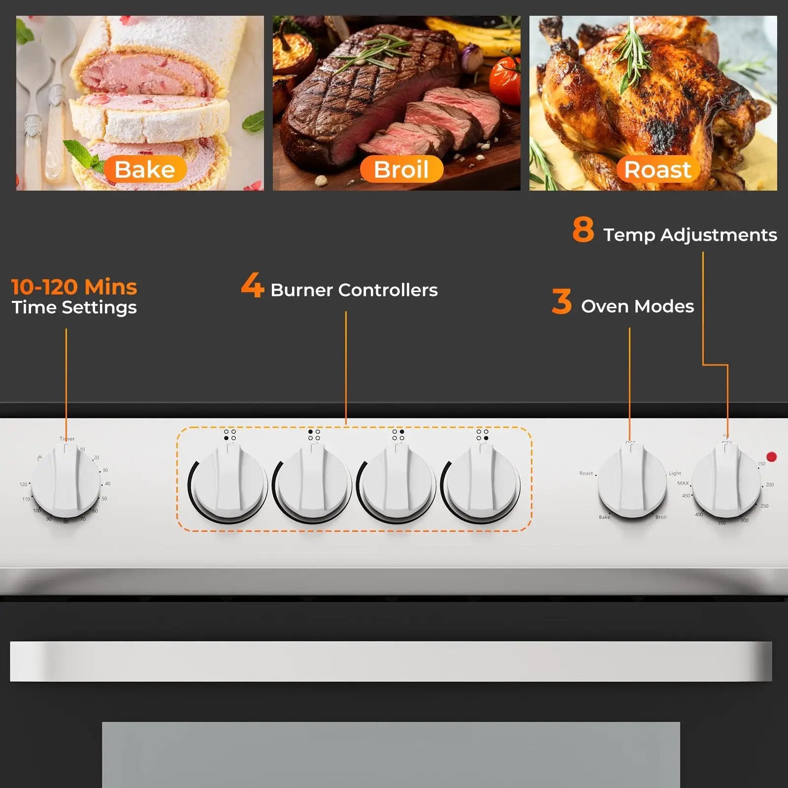 30 Inch Freestanding and Slide-in Kitchen Stove with 4 Burners Ceramic Cooktop-Silver by DirectDeals