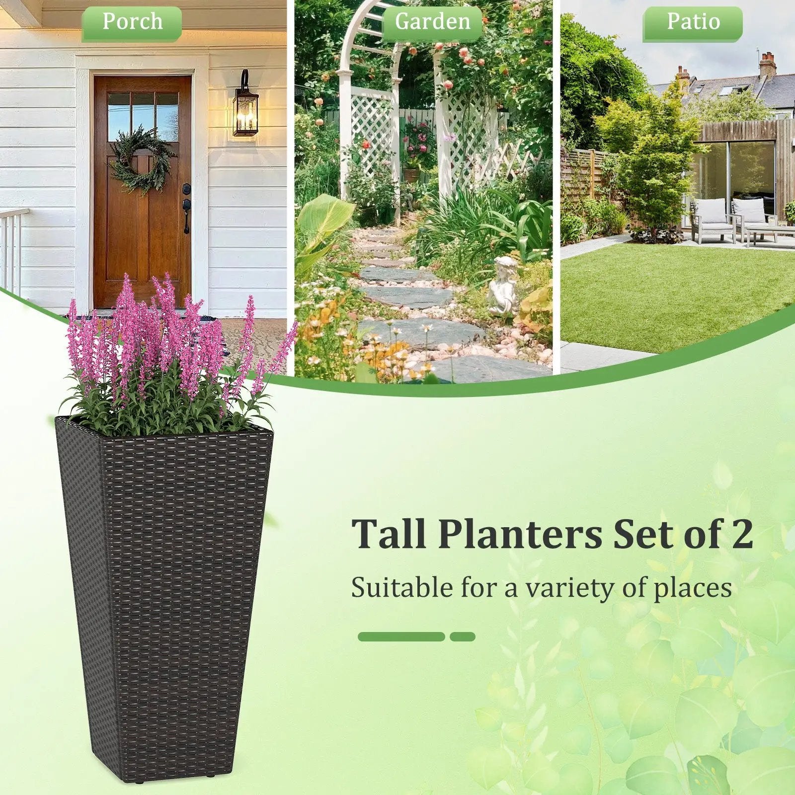 30 Inch Modern Decorative Planter Pots Set of 2 with Open-ended Base by DirectDeals