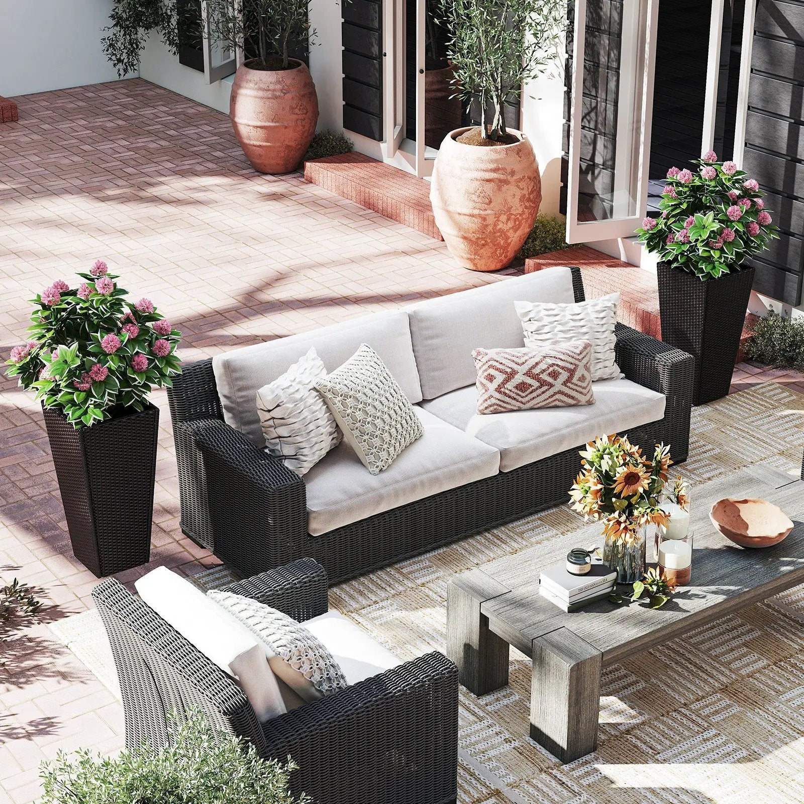 30 Inch Modern Decorative Planter Pots Set of 2 with Open-ended Base by DirectDeals