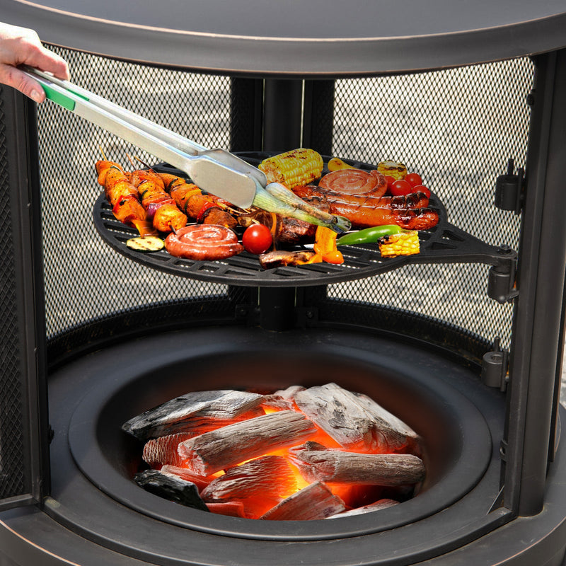 30 Inch Outdoor Fire Pit Chininea with Grill for Garden Backyard BBQ Bonfire Deck and Patio by DirectDeals