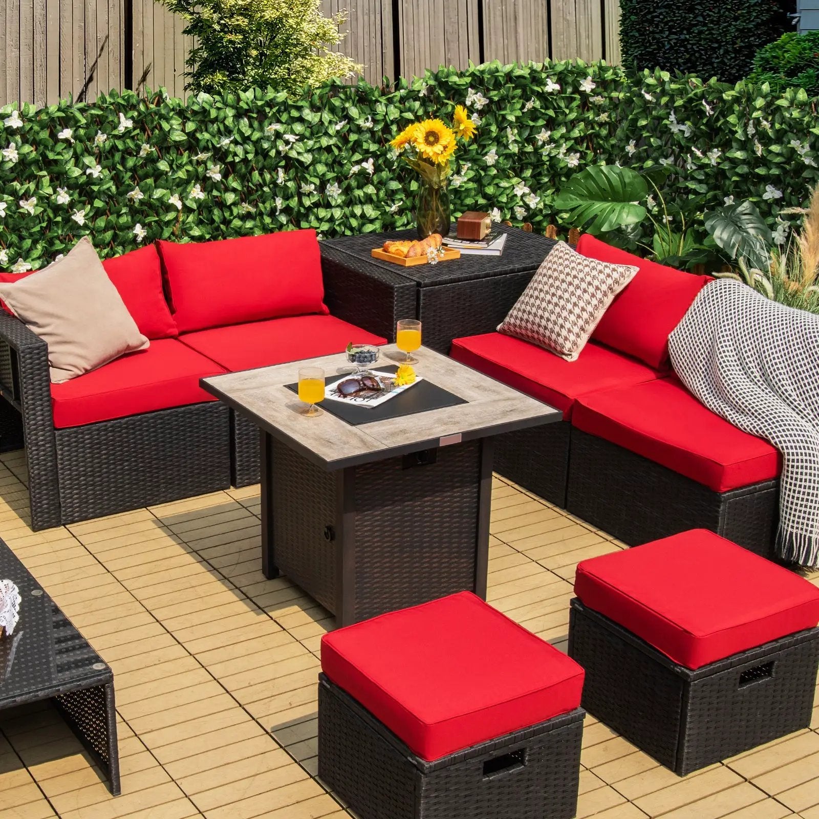 30 Inch Square Propane Gas Fire Pit Table Ceramic Tabletop by DirectDeals