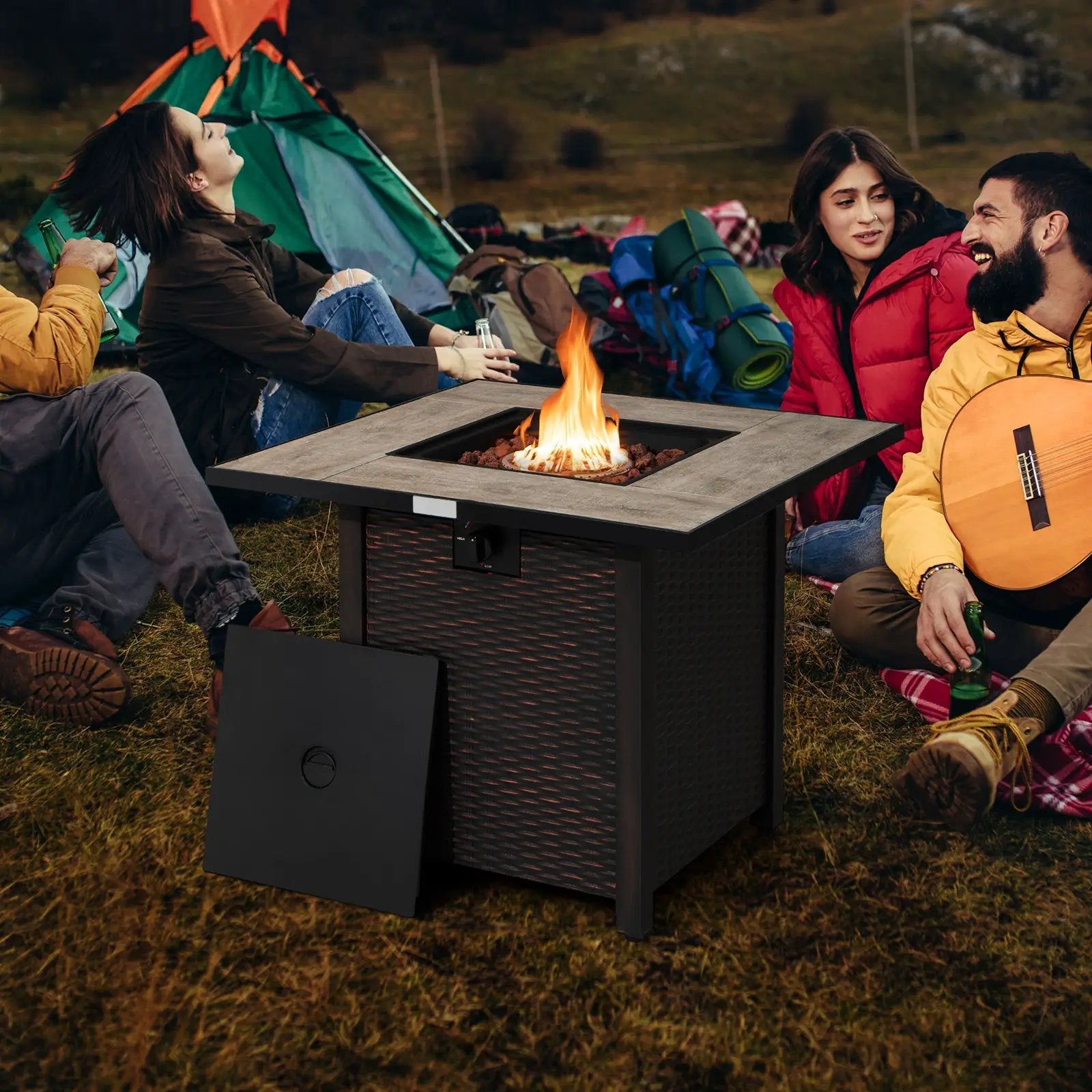30 Inch Square Propane Gas Fire Pit Table Ceramic Tabletop by DirectDeals
