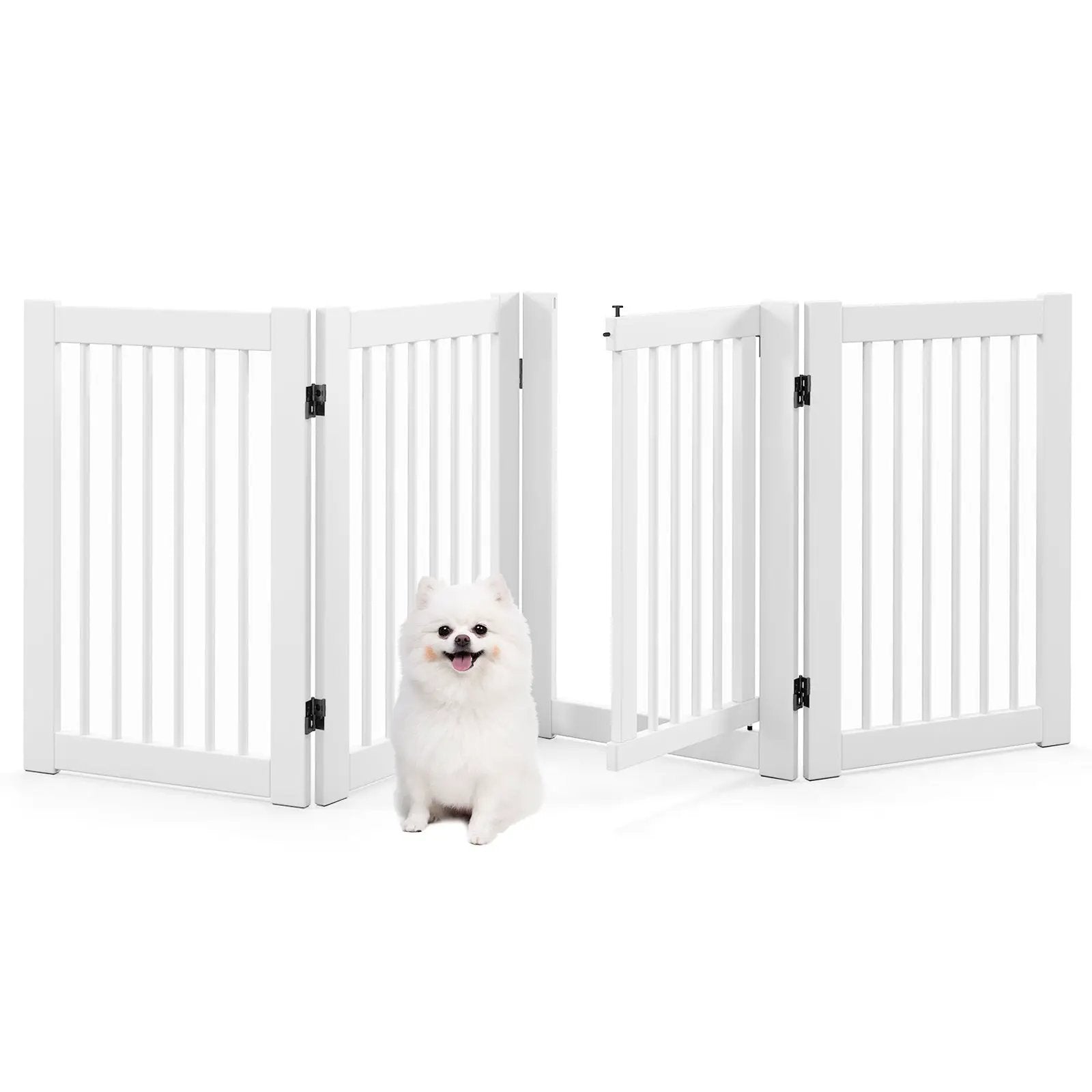 30 Inch Tall 4-Panel Freestanding Pet Gate Wooden Dog Fence by DirectDeals