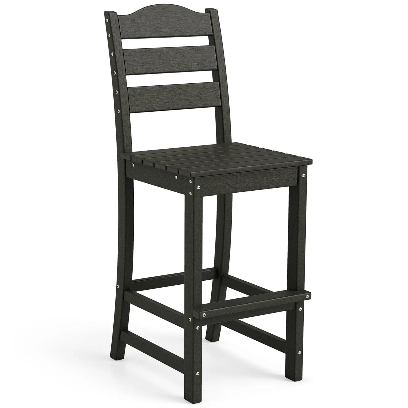30 Inches Counter Height HDPE Bar Stool with Backrest and Footrest by DirectDeals