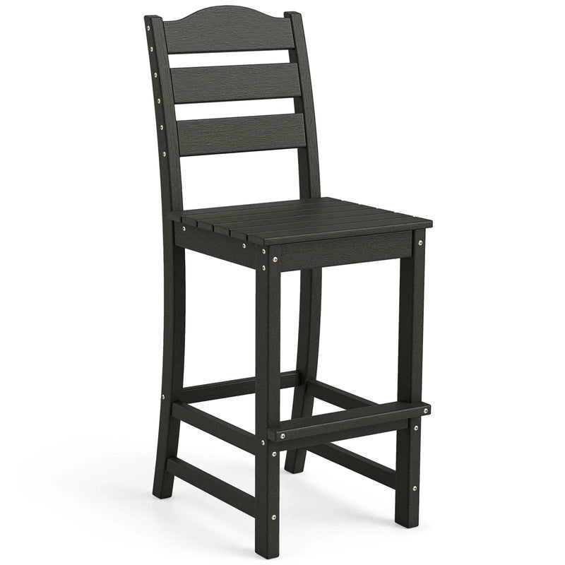 30 Inches Counter Height HDPE Bar Stool with Backrest and Footrest by DirectDeals