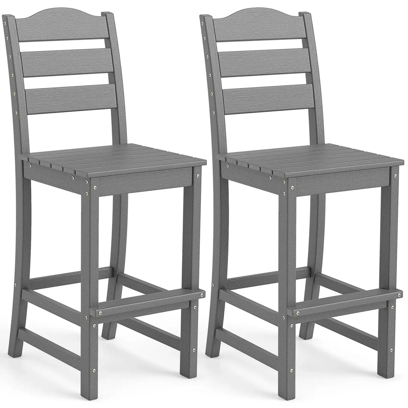 30 Inches Counter Height HDPE Bar Stool with Backrest and Footrest by DirectDeals