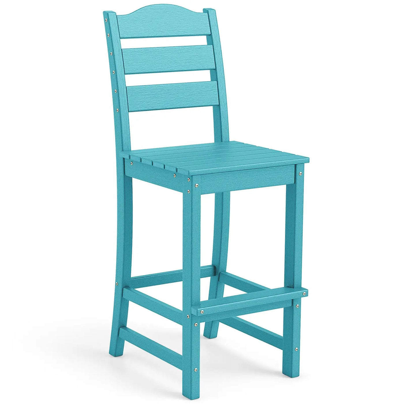 30 Inches Counter Height HDPE Bar Stool with Backrest and Footrest by DirectDeals