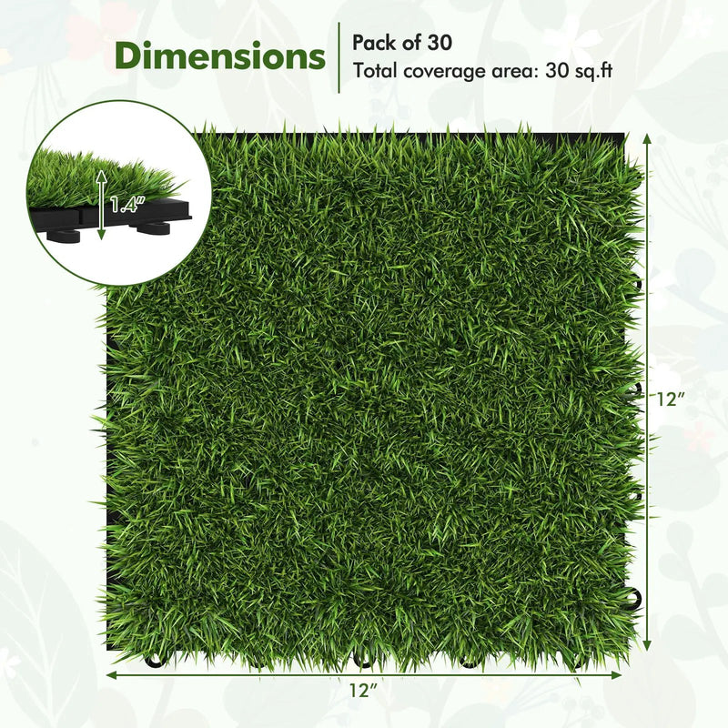 30 PCS Interlocking Artificial Grass Tiles by DirectDeals