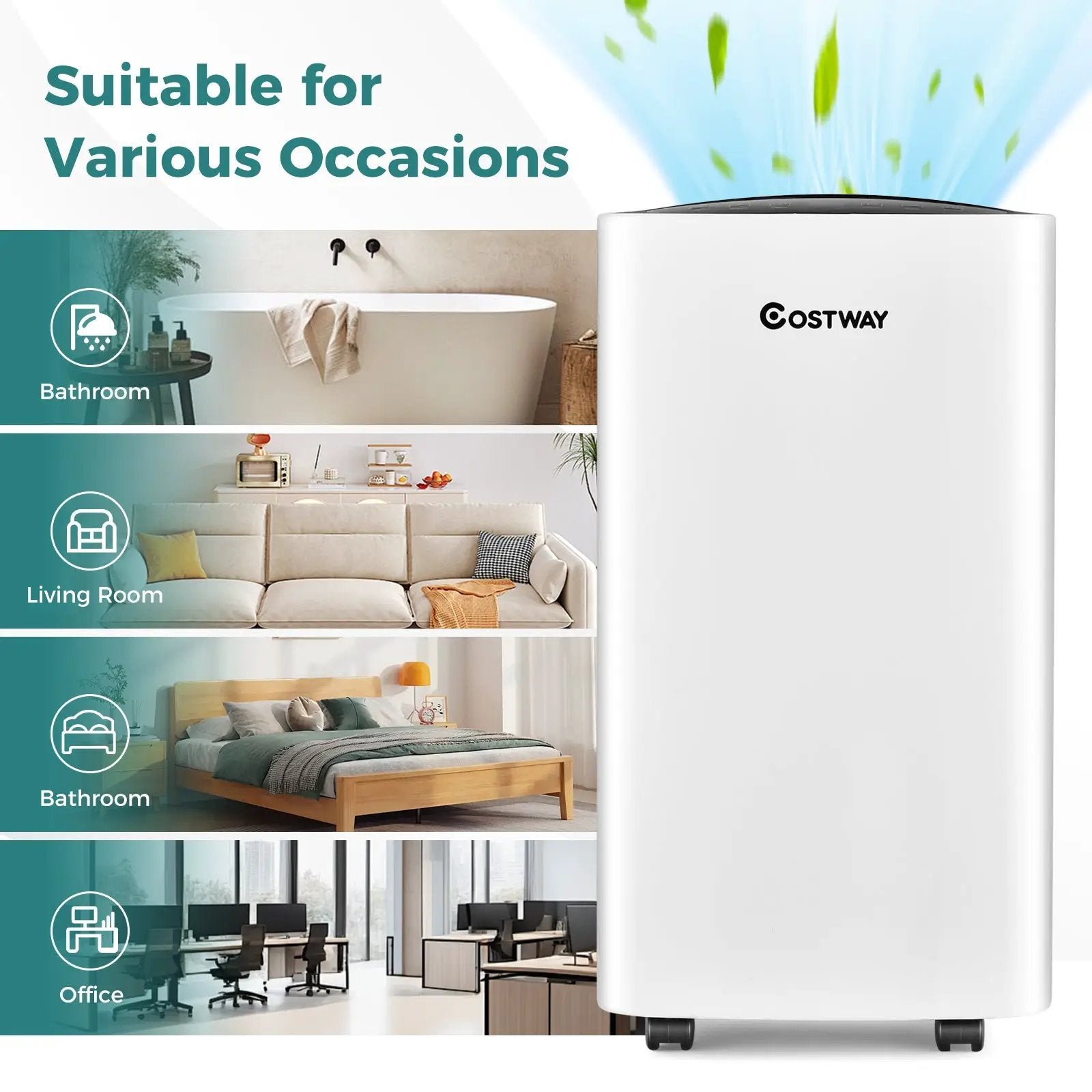 30 Pints 1500 Sq. ft Portable Dehumidifier For Medium To Large Spaces by DirectDeals