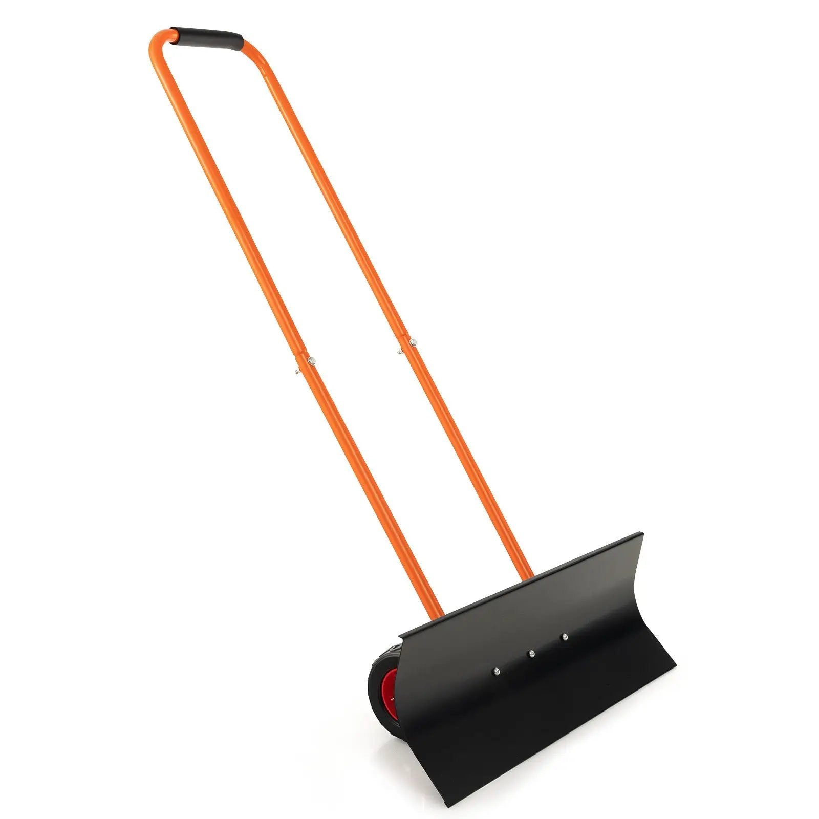 Snow Shovel with Wheels with 30 Inches Wide Blade and Adjustable Handle-Orange by DirectDeals