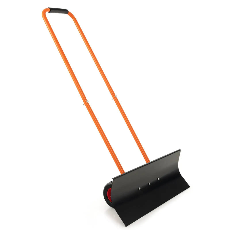 Snow Shovel with Wheels with 30 Inches Wide Blade and Adjustable Handle-Orange by DirectDeals
