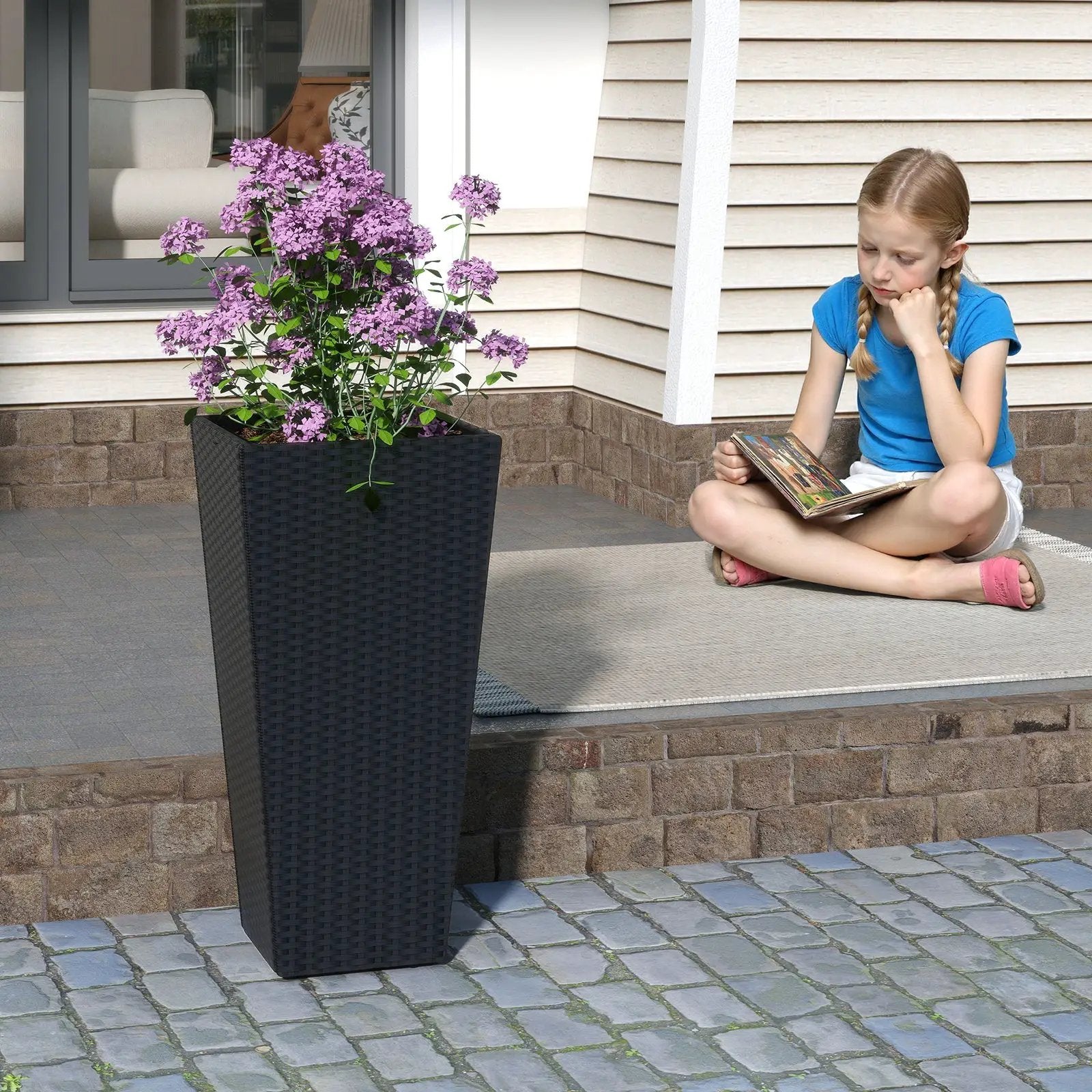 Set of 2 30 Inch Tall Flower Pot with Open-ended Base by DirectDeals