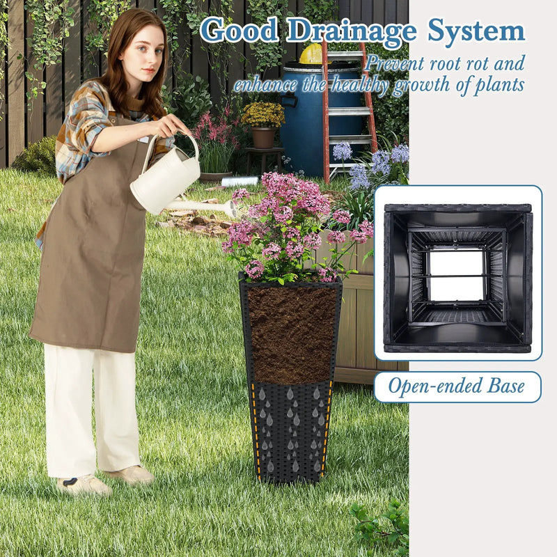 Set of 2 30 Inch Tall Flower Pot with Open-ended Base by DirectDeals