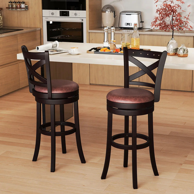 26/30 Inch Swivel Bar Stools Set of 2 Bar Chairs with Padded Seat by DirectDeals