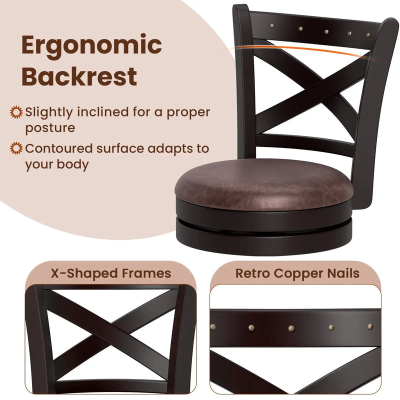 26/30 Inch Swivel Bar Stools Set of 2 Bar Chairs with Padded Seat by DirectDeals