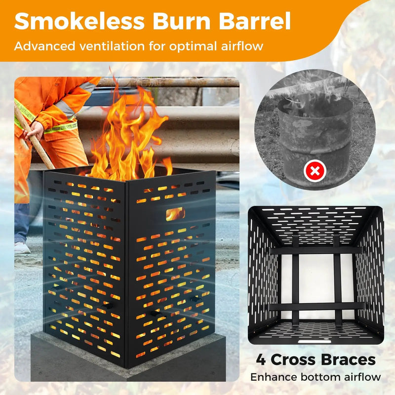 30 Inches Ultra Thick Burn Barrel with Venting Patterns and 4 Cross Braces by DirectDeals