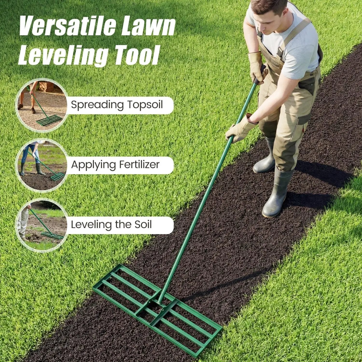 30 x 10 Inch Heavy Duty Lawn Level Tool with 69 Inch Handle by DirectDeals