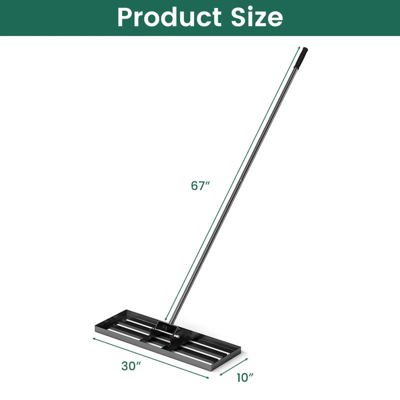 30 x 10 Inch Lawn Leveling Rake with Ergonomic Handle by DirectDeals