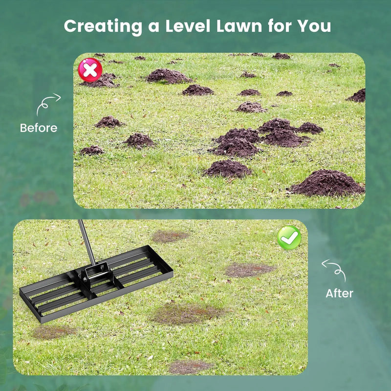 30 x 10 Inch Lawn Leveling Rake with Ergonomic Handle by DirectDeals