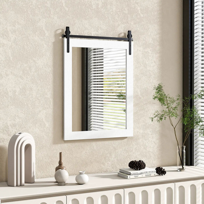 30 x 22 Inch Wall Mount Mirror with Wood Frame by DirectDeals