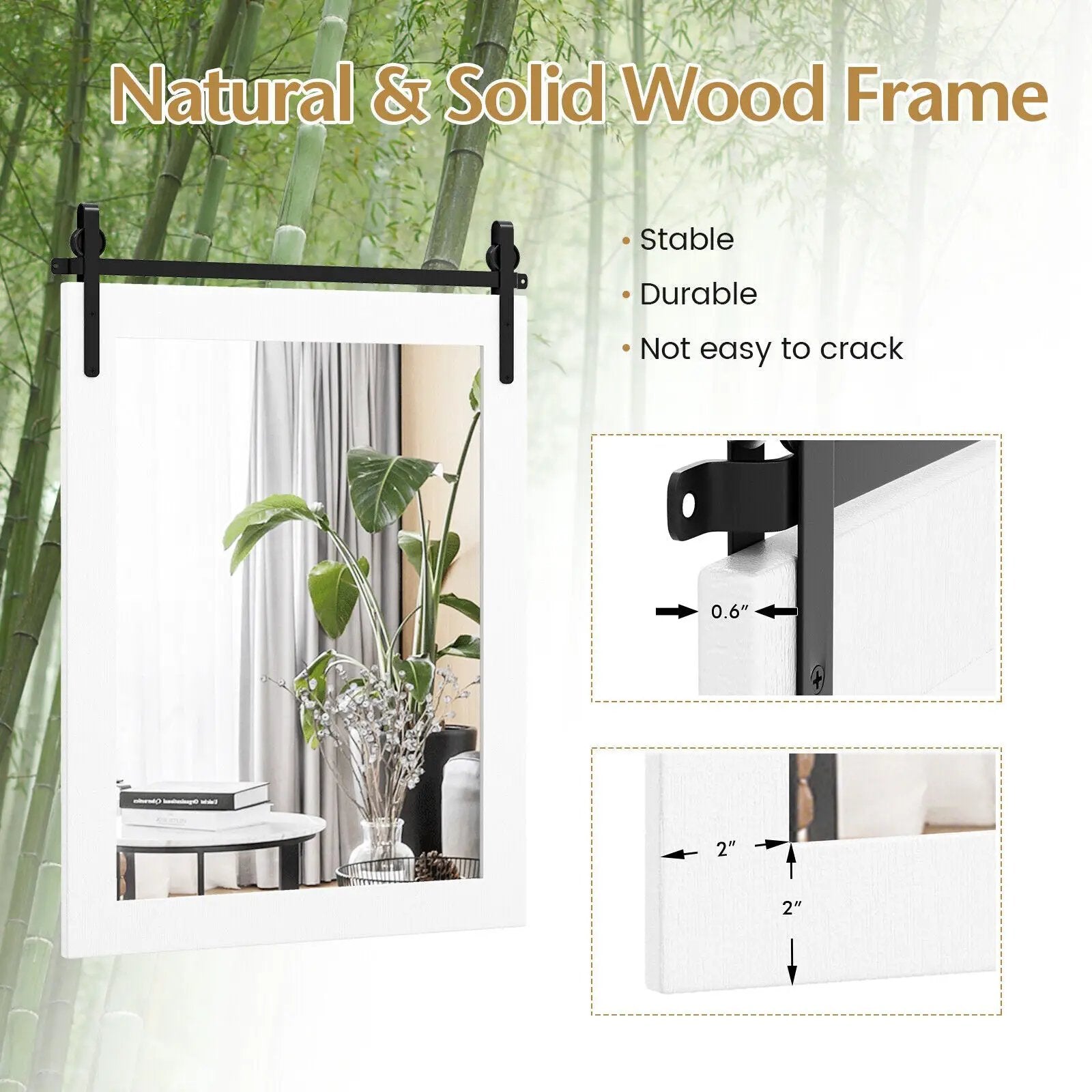 30 x 22 Inch Wall Mount Mirror with Wood Frame by DirectDeals
