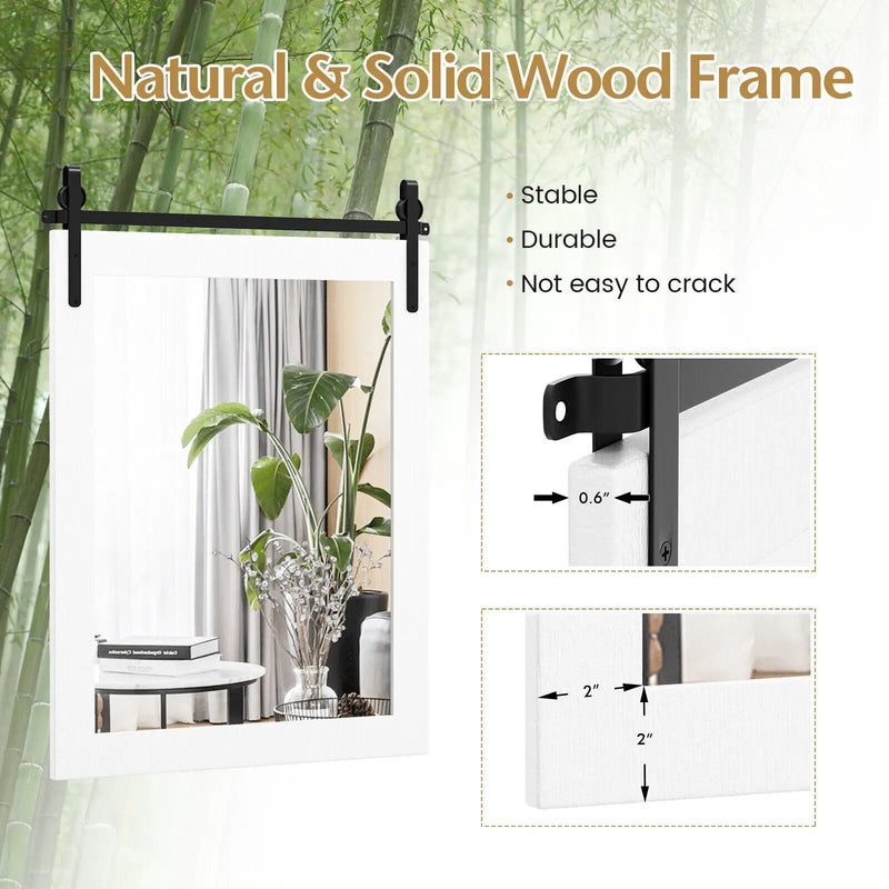 30 x 22 Inch Wall Mount Mirror with Wood Frame by DirectDeals