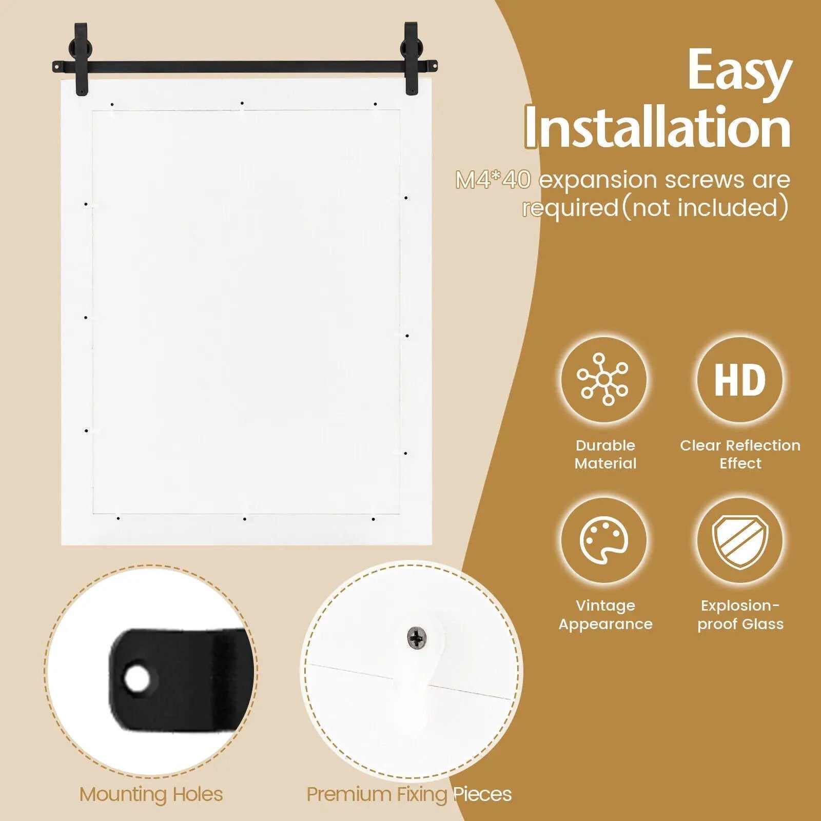 30 x 22 Inch Wall Mount Mirror with Wood Frame by DirectDeals