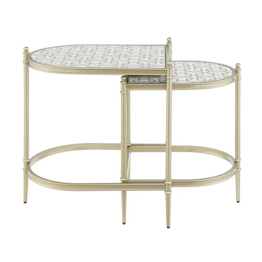 Zaba - Nesting Table - Glass Top & Silver by Unique Piece Furniture