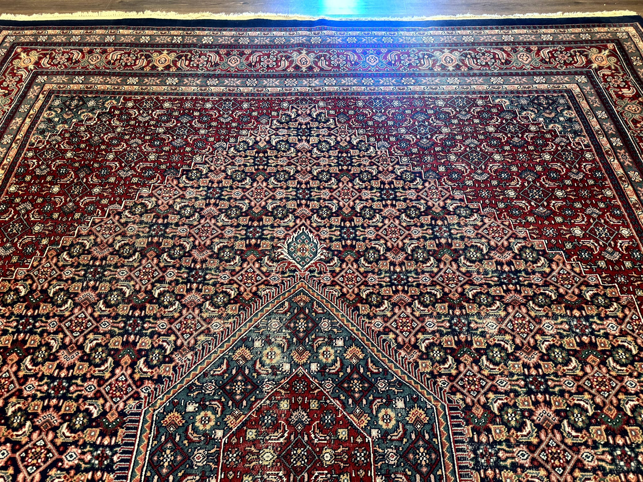 Indo Persian Bidjar Rug 9x12 Wool Handmade Carpet Dark Blue by Jewel Rugs