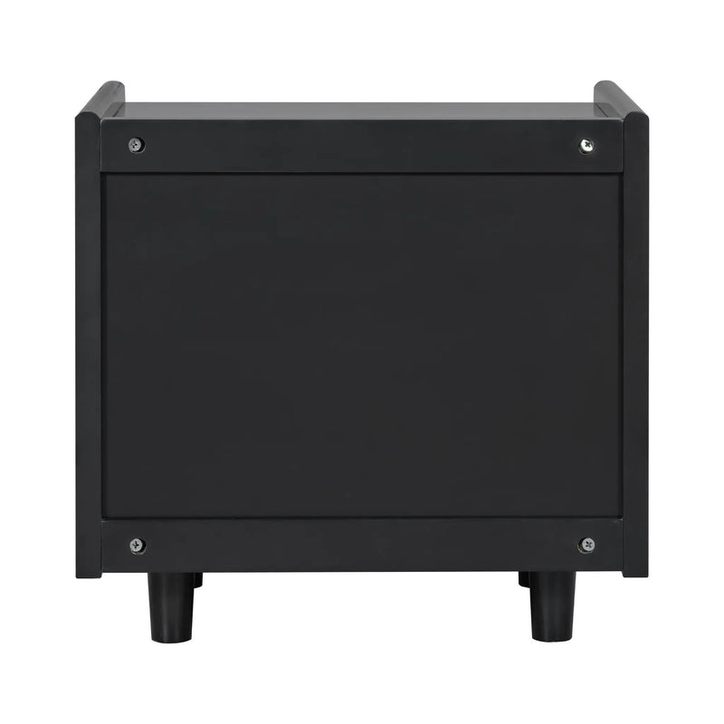 Black Nightstand with Rattan Detail by HouseOfZazla