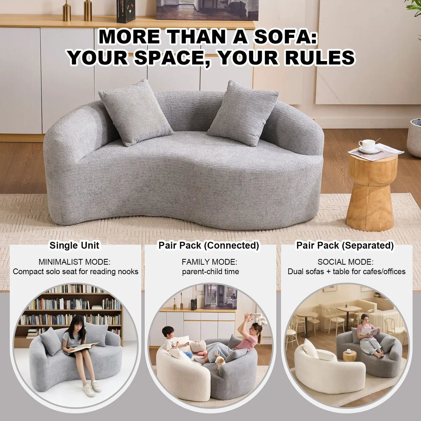 Tai Chi - Curved Dual Depth Loveseat by HouseOfZazla