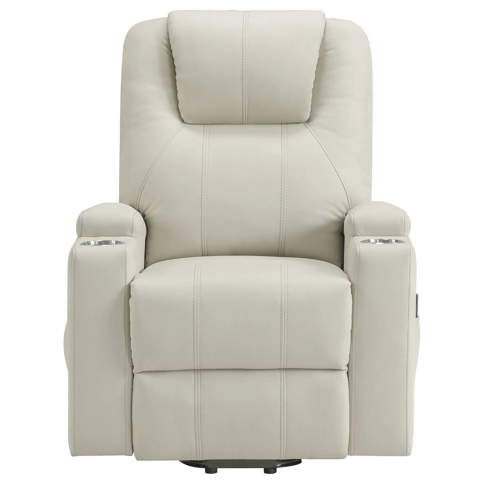 Armstrong Upholstered Power Lift Massage Recliner Ivory by Unique Piece Furniture