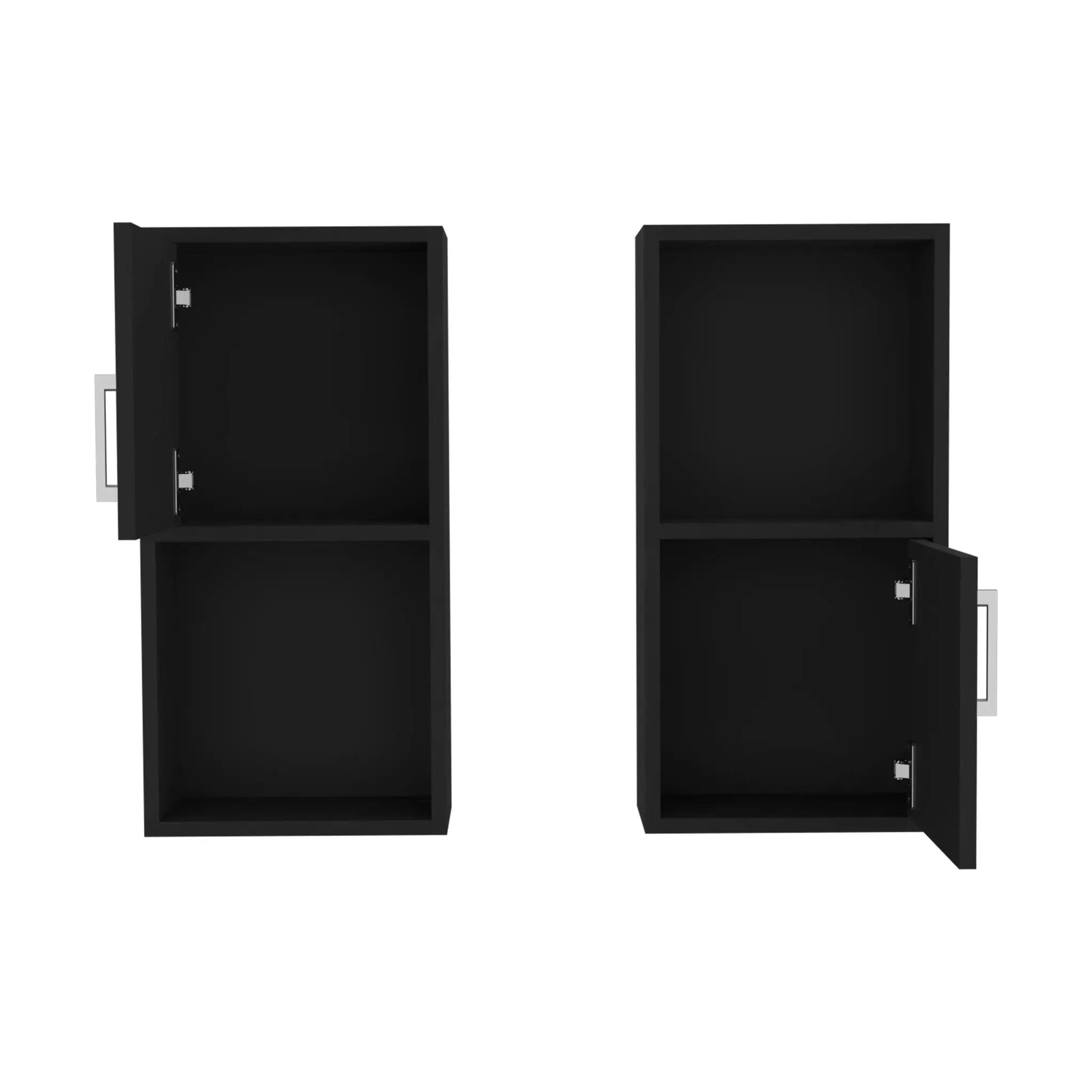 Wall Mounted Bathroom Medicine Cabinet Eak Two Doors, Two Shelves - Black by HouseOfZazla