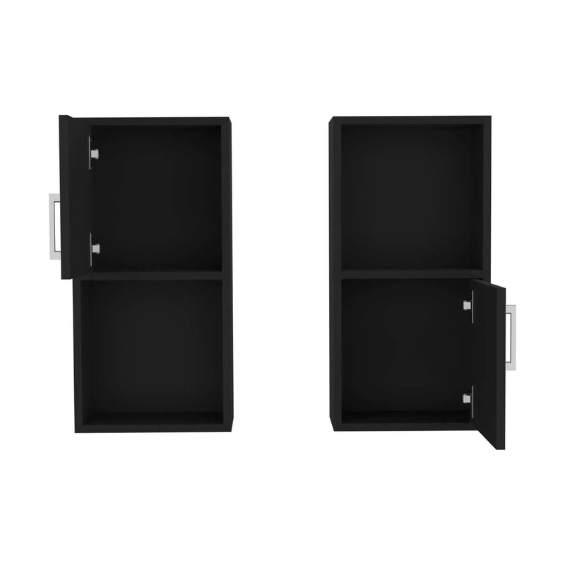 Wall Mounted Bathroom Medicine Cabinet Eak Two Doors, Two Shelves - Black by HouseOfZazla