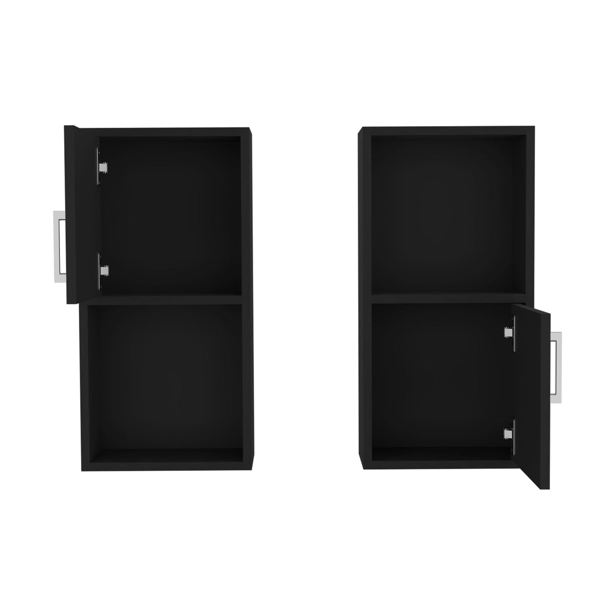 Wall Mounted Bathroom Medicine Cabinet Eak Two Doors, Two Shelves - Black, photo 2 of 7