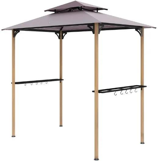 Double Tiered Barbecue Grill Gazebo Shelter with Side Shelves and Hooks by HouseOfZazla