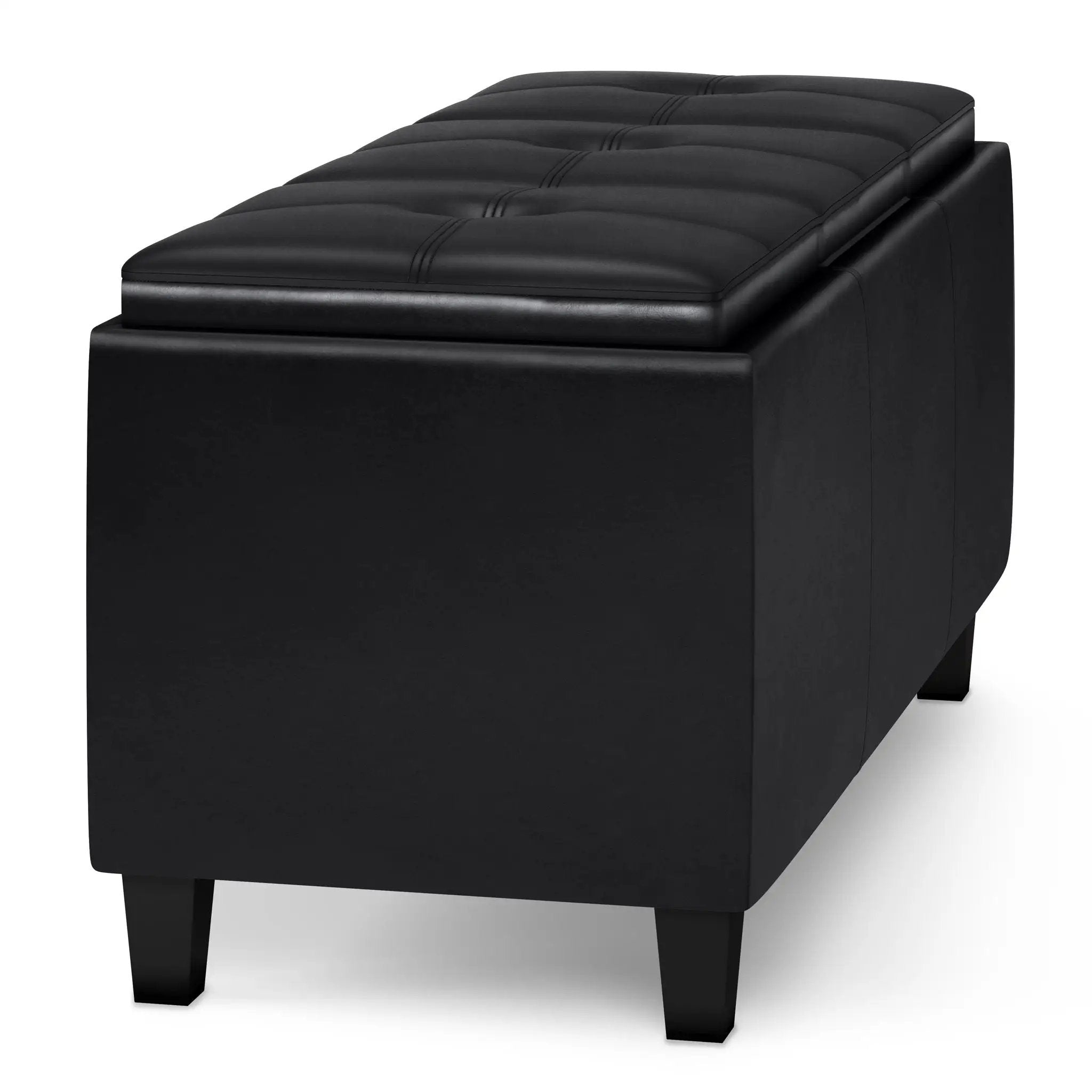 Avalon - Tray Storage Ottoman With Lift Up Lids - Midnight Black by Unique Piece Furniture