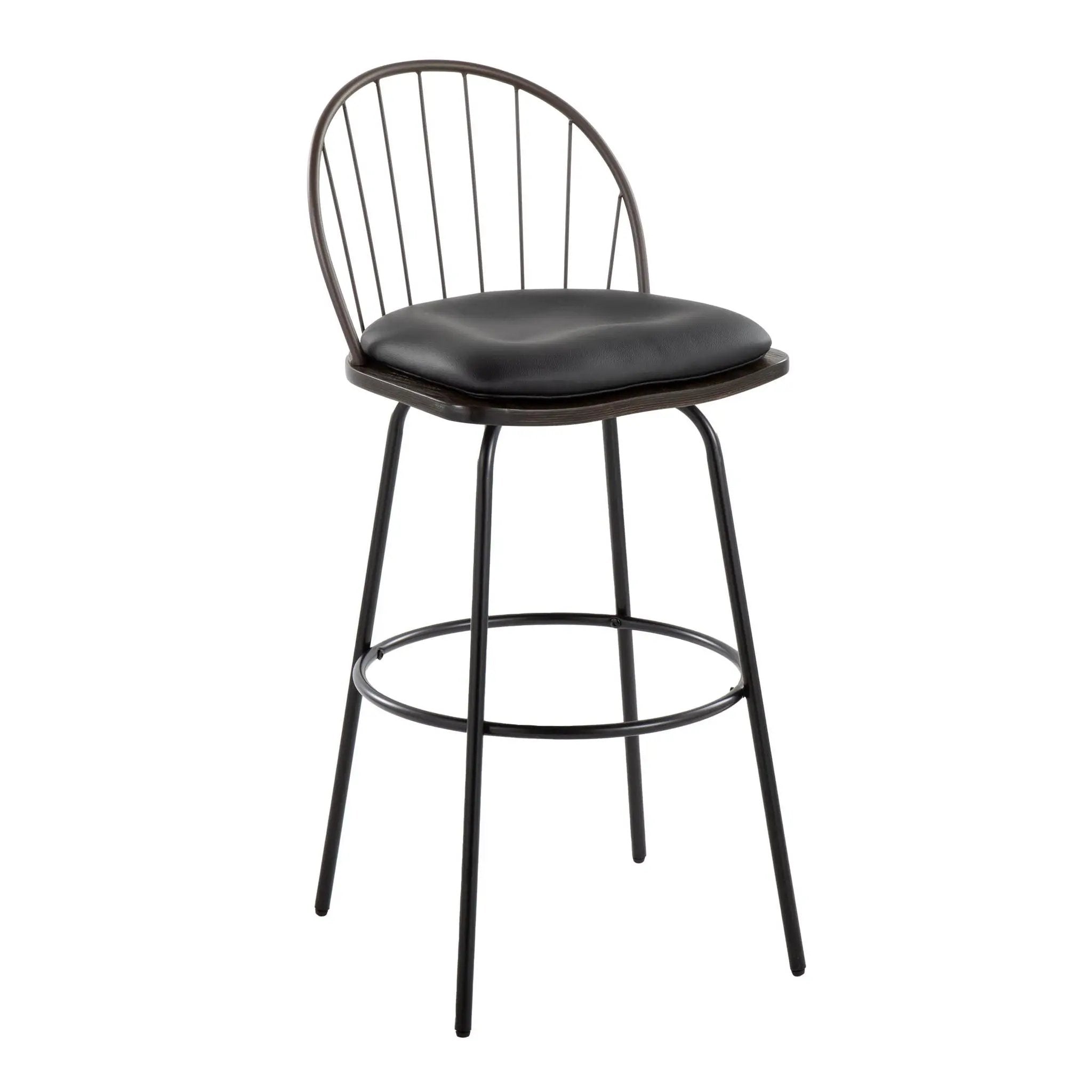 Riley - Claire Farmhouse Fixed Height Barstool With Swivel With Round Footrest (Set of 2) by Unique Piece Furniture