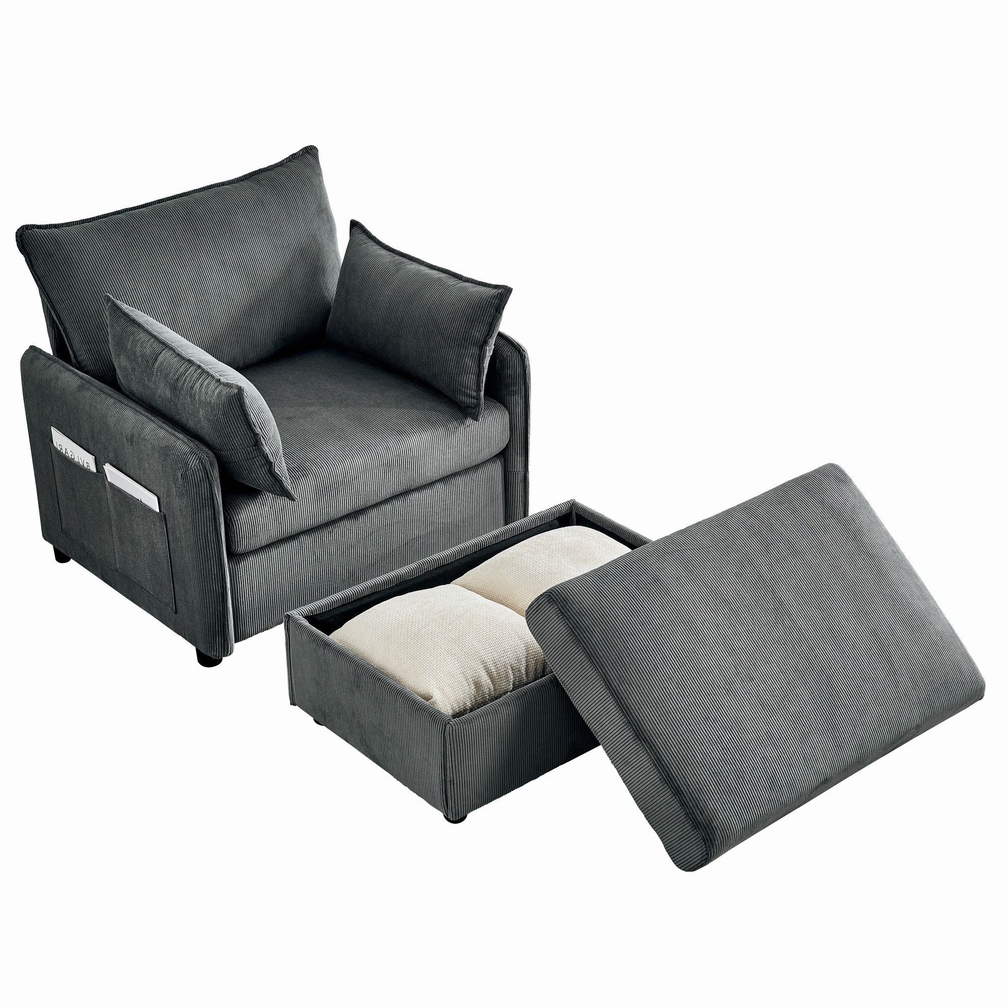 Comfy Oversized Chaise Lounge Chair With Ottoman And Storage by HouseOfZazla