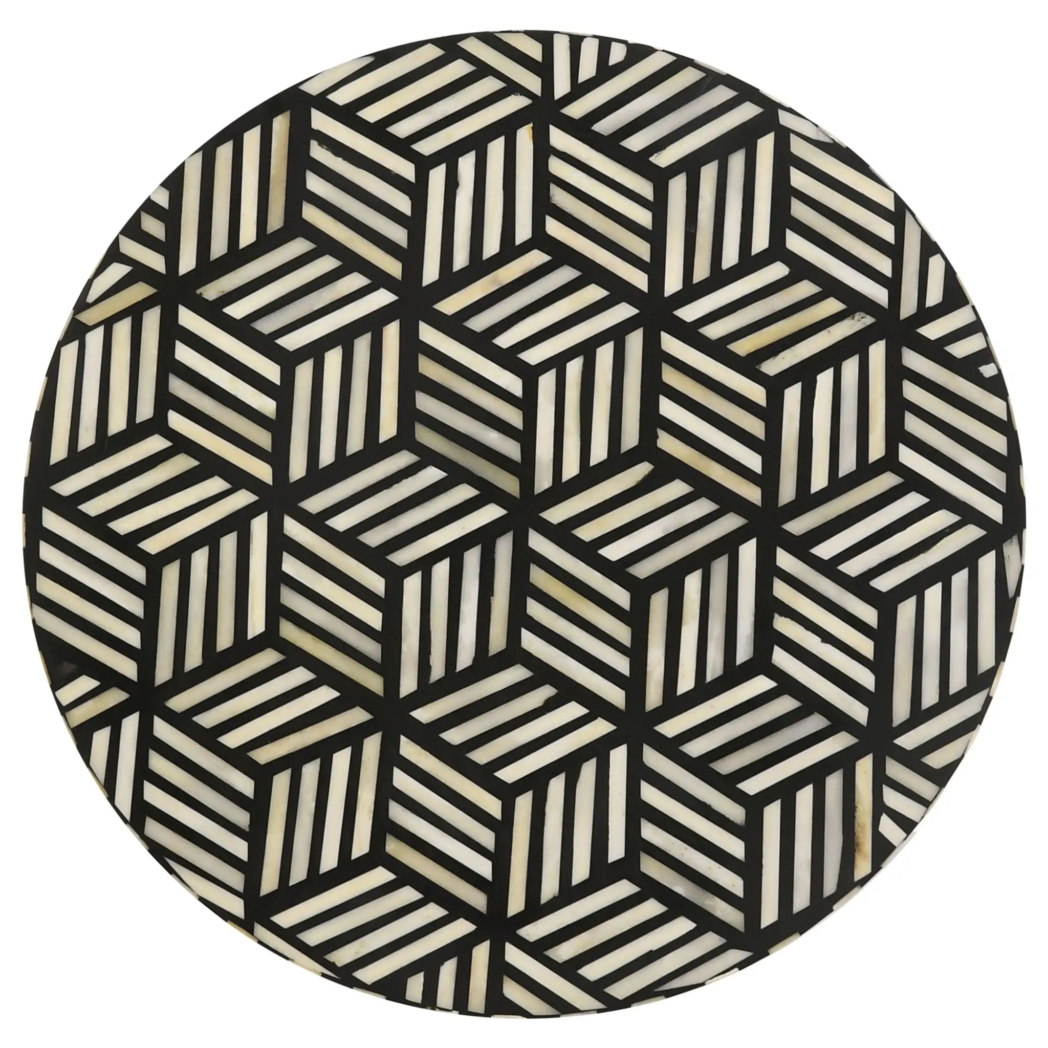Xenia Round Bone Inlay Accent Side Table White and Gold by Unique Piece Furniture